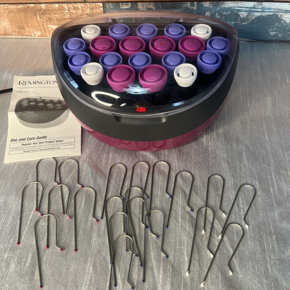 Remington H-5600 Ionic Hair Setter 20 Velvet Rollers & Clips - 3 Sizes - No Box